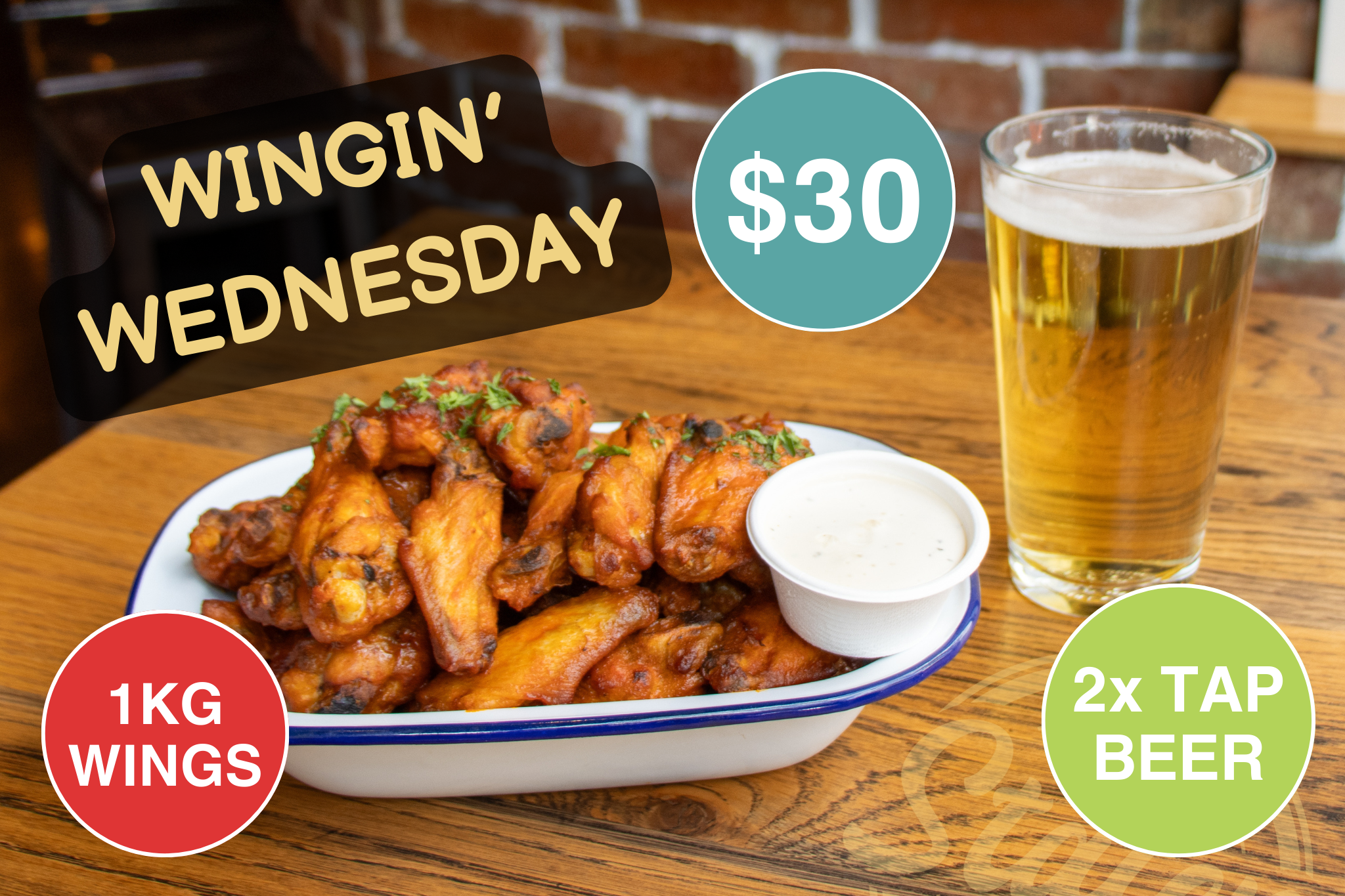 Wingin' Wednesday at The Staten Eatery, 1kg of wings and 2 tap beers for $30